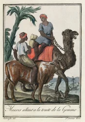 Moren die gom verhandelen (Mauritanië of Senegambië), uit „Klederdrachten van verschillende landen”, 1796